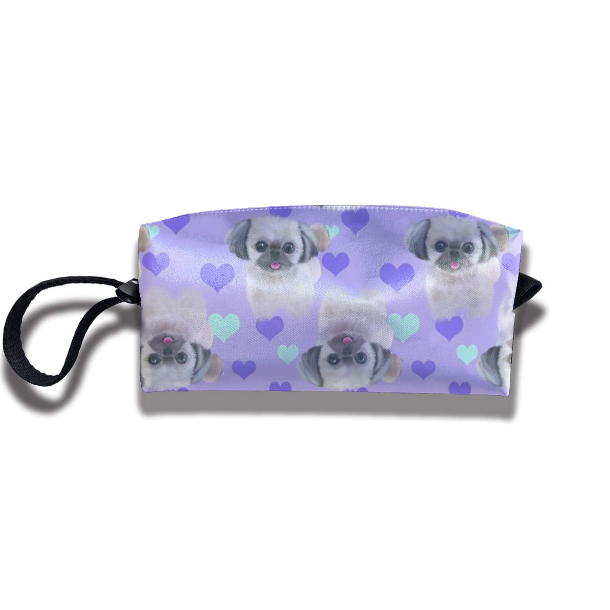 Antvinoler Shih Tzu Makeup Bag - Purple Cosmetic & Pencil Pouch for School, Office & Travel