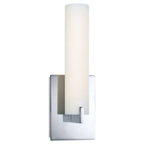 George Kovacs P5040-077 Modern Chrome Tube Two-Light Bathroom Wall Sconce with Etched Opal Glass - Perfect for Vanity Lighting, Powder Room, and Spa-Inspired Bath Decor