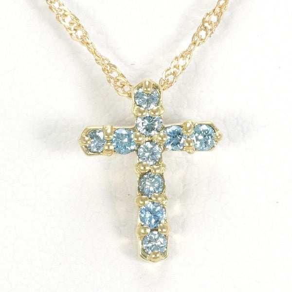 18K Yellow Gold Blue Diamond Necklace for Women - Elegant Pendant Jewelry Gift for Anniversary, Wedding & Special Occasions