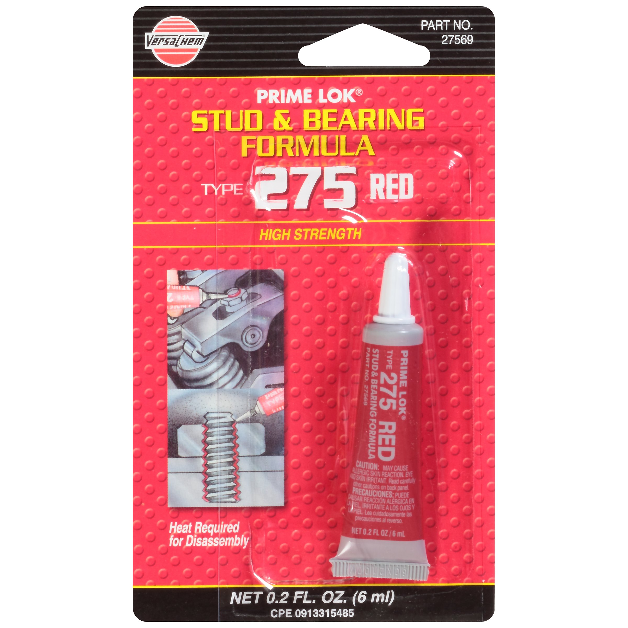 Versachem 27569 High Strength Red Threadlocker Adhesive - 6ml Bottle for Automotive, Machinery & DIY Projects - Permanent Bolt & Nut Locking Solution
