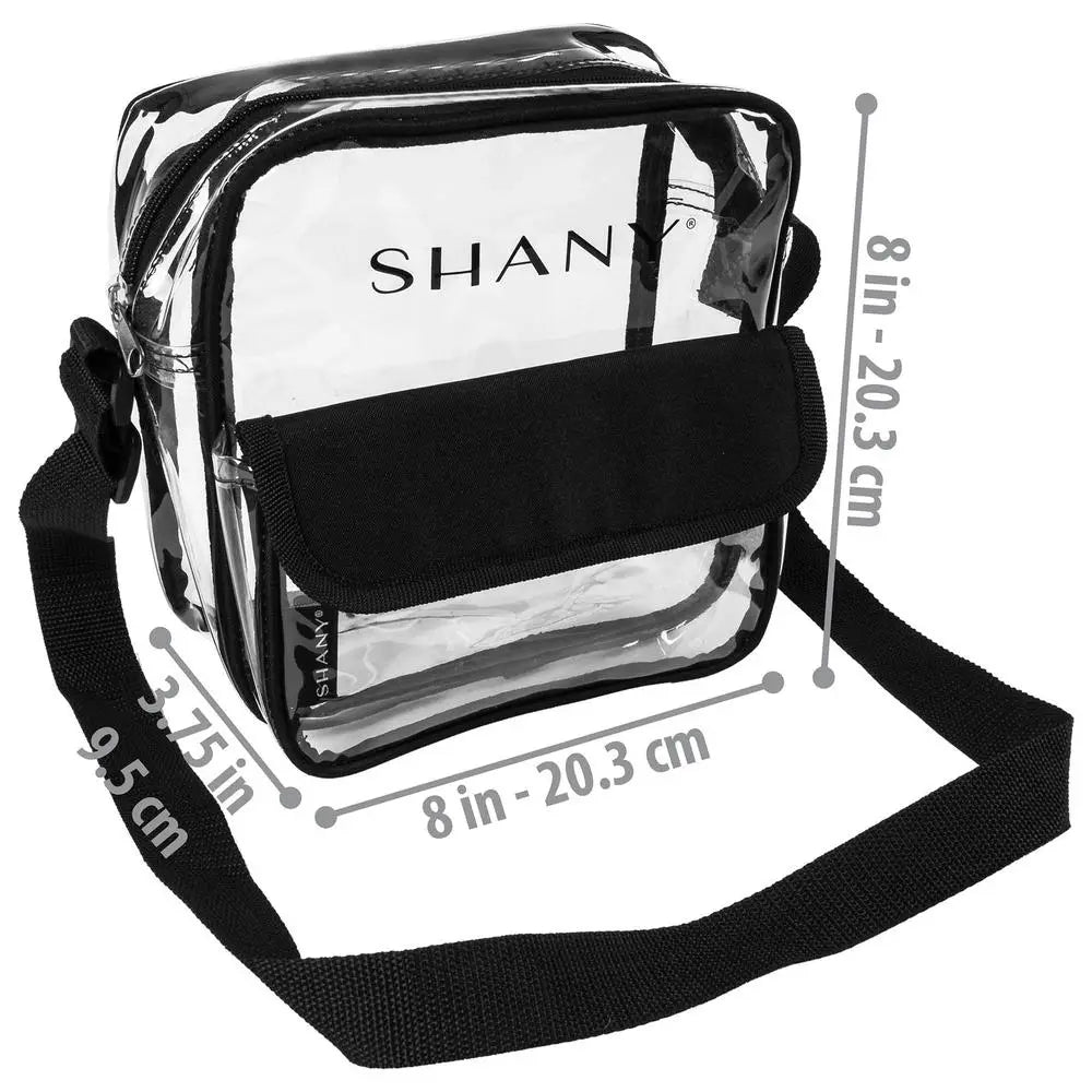 SHANY Clear All Purpose Cross Body Messenger Bag - 8x8x4 Inches, Transparent Waterproof Shoulder Bag for Travel, Concerts, Stadium Events & Security Checkpoints