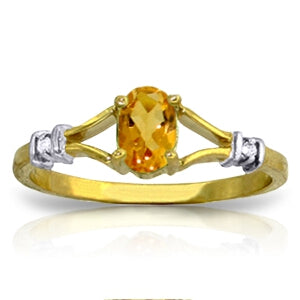 0.46 Carat 14K Solid Yellow Gold Ring with Natural Diamond & Citrine Gemstone - Elegant Jewelry for Engagement, Anniversary & Special Occasions