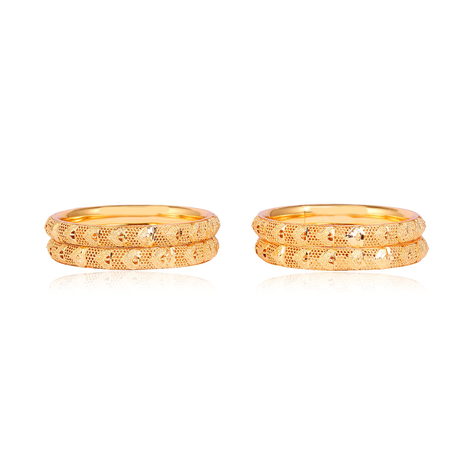 Indian Gold Plated Bangles Set of 4 - Traditional Pola Bangles for Women | Bollywood Jewelry | Trendy Costume Bracelets for Weddings, Parties & Festive Occasions