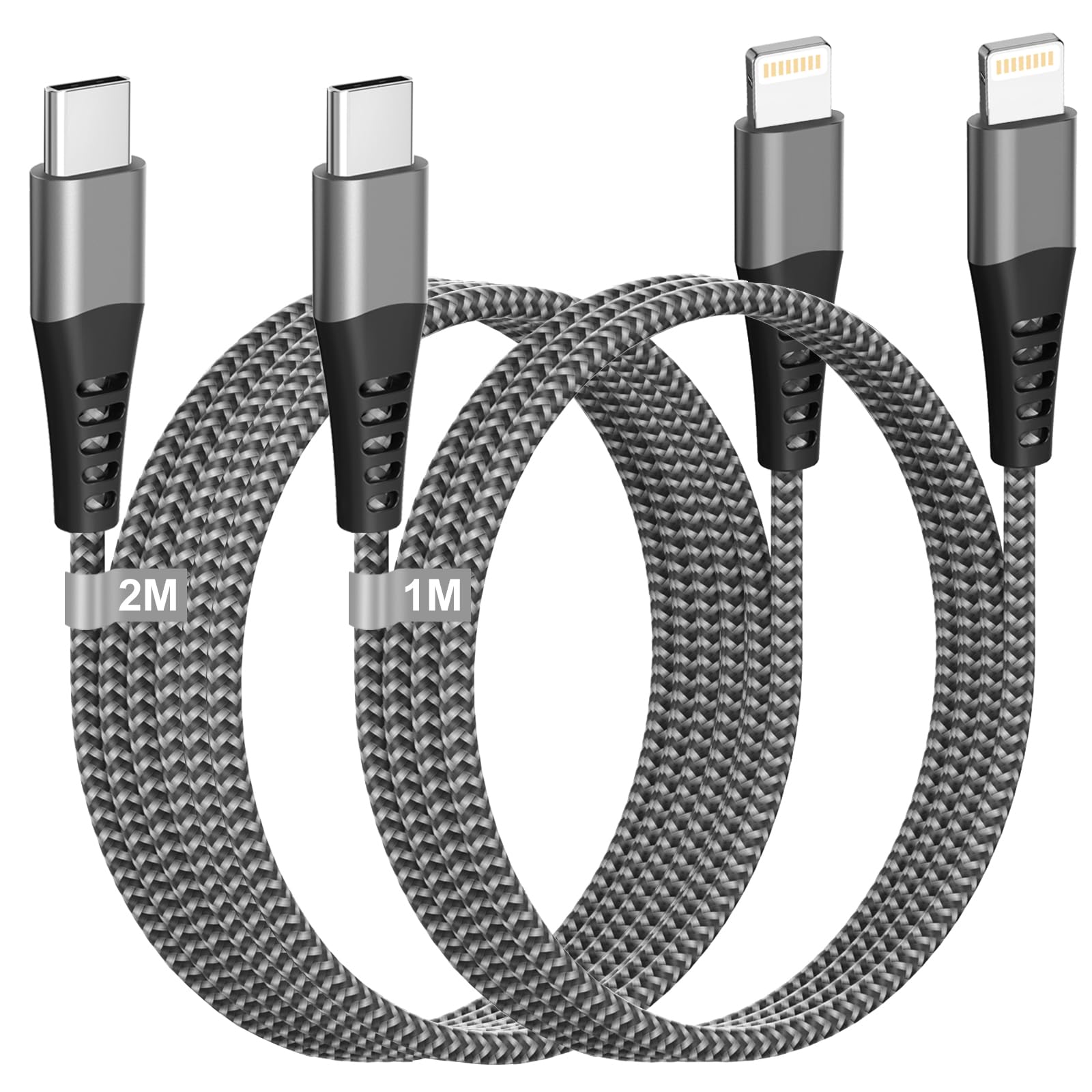 MFi Certified USB C to Lightning Cable 1M+2M - Fast Charging iPhone Cable for iPhone 14 Pro Max/13/12/11/X/8 - Durable Type C Charger for Home, Office & Travel - Perfect for Charging, Data Sync & Car Use - Ideal for Quick Power Boost, Device Backup, and On-the-Go Charging