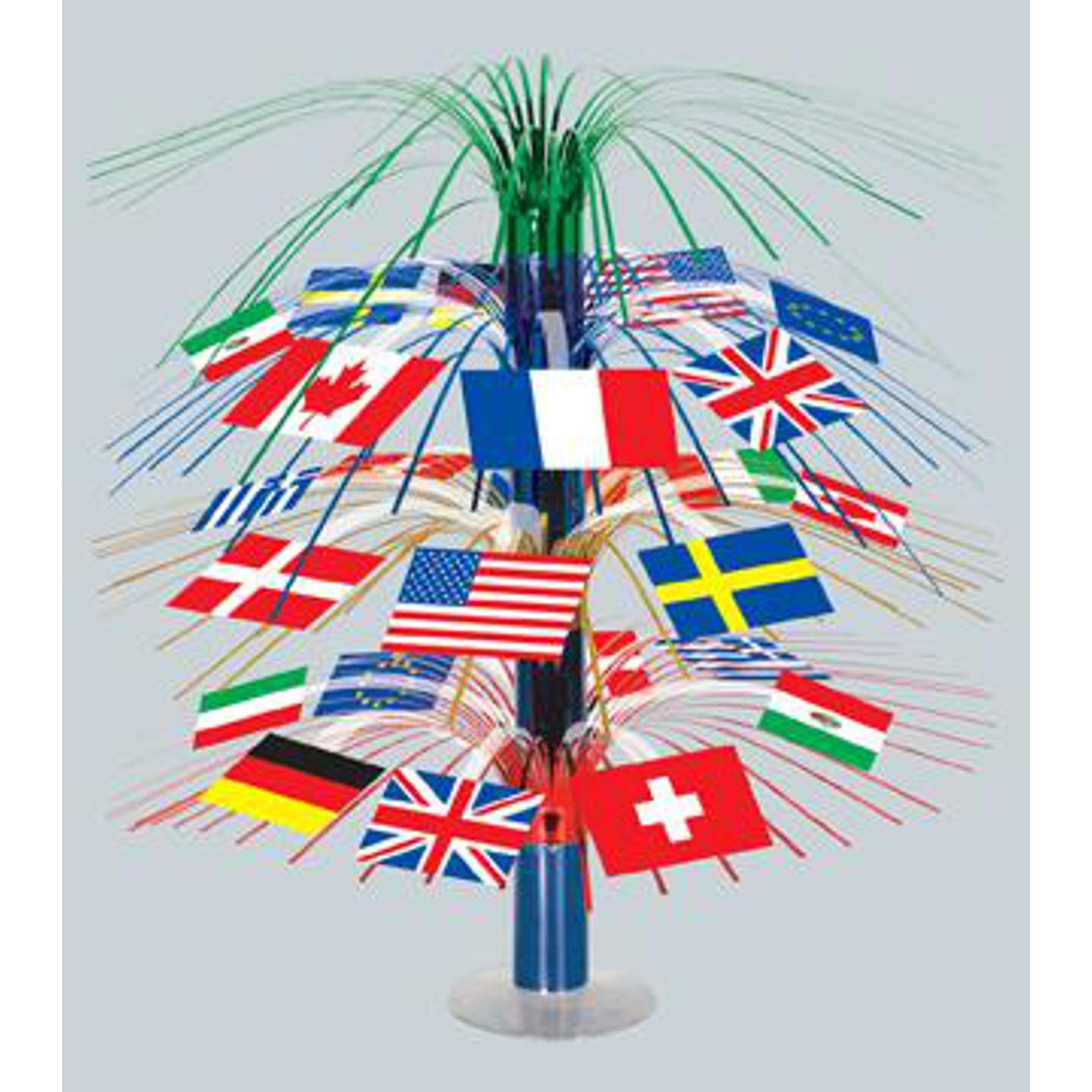 Global Flags Cascade Centerpiece - Patriotic Decor for Home, Office & Events | Perfect for 4th of July, Memorial Day & National Holidays
