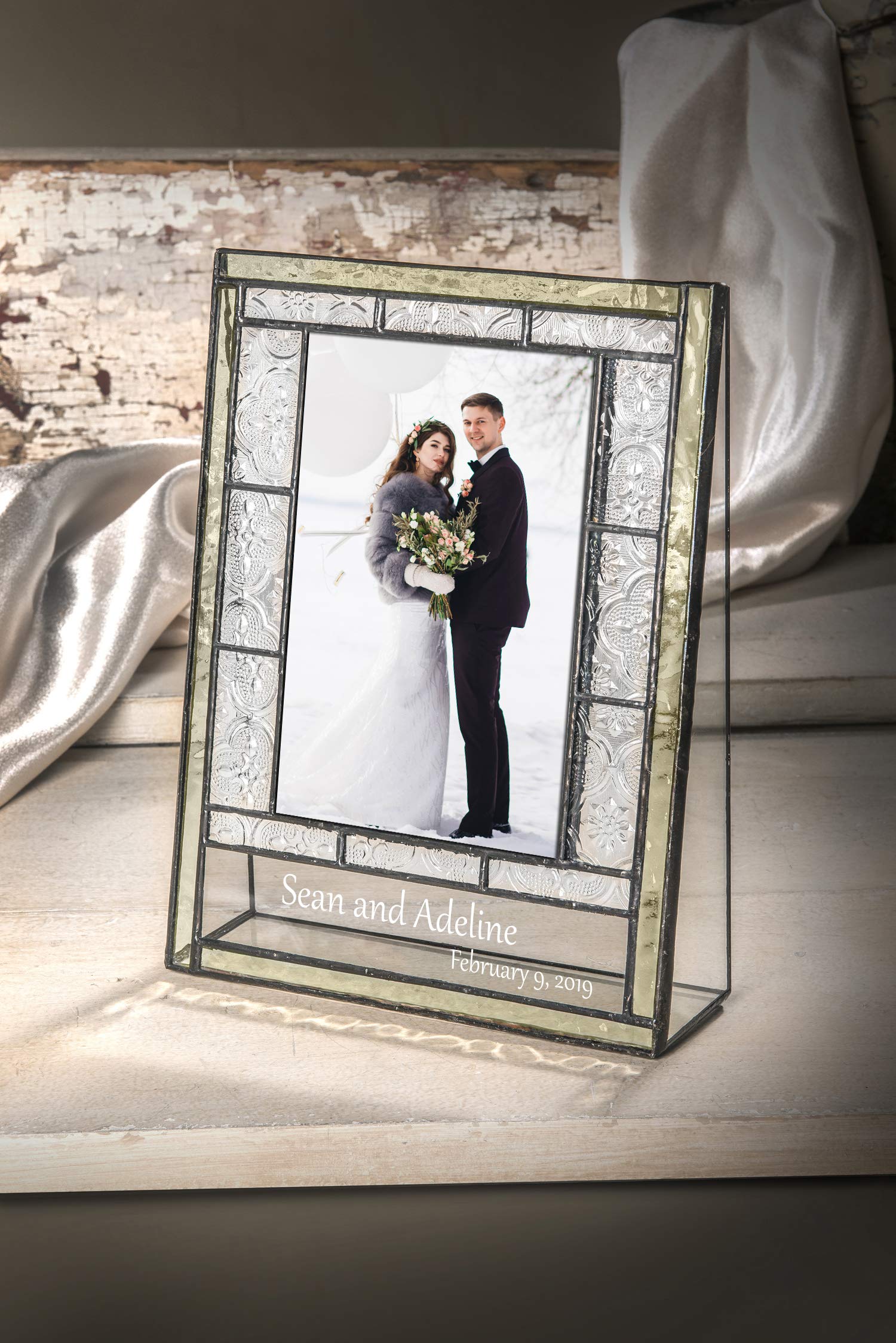 Personalized Wedding Picture Frame - Engraved Glass 4x6 Photo Keepsake for Couples | Perfect Anniversary Gift