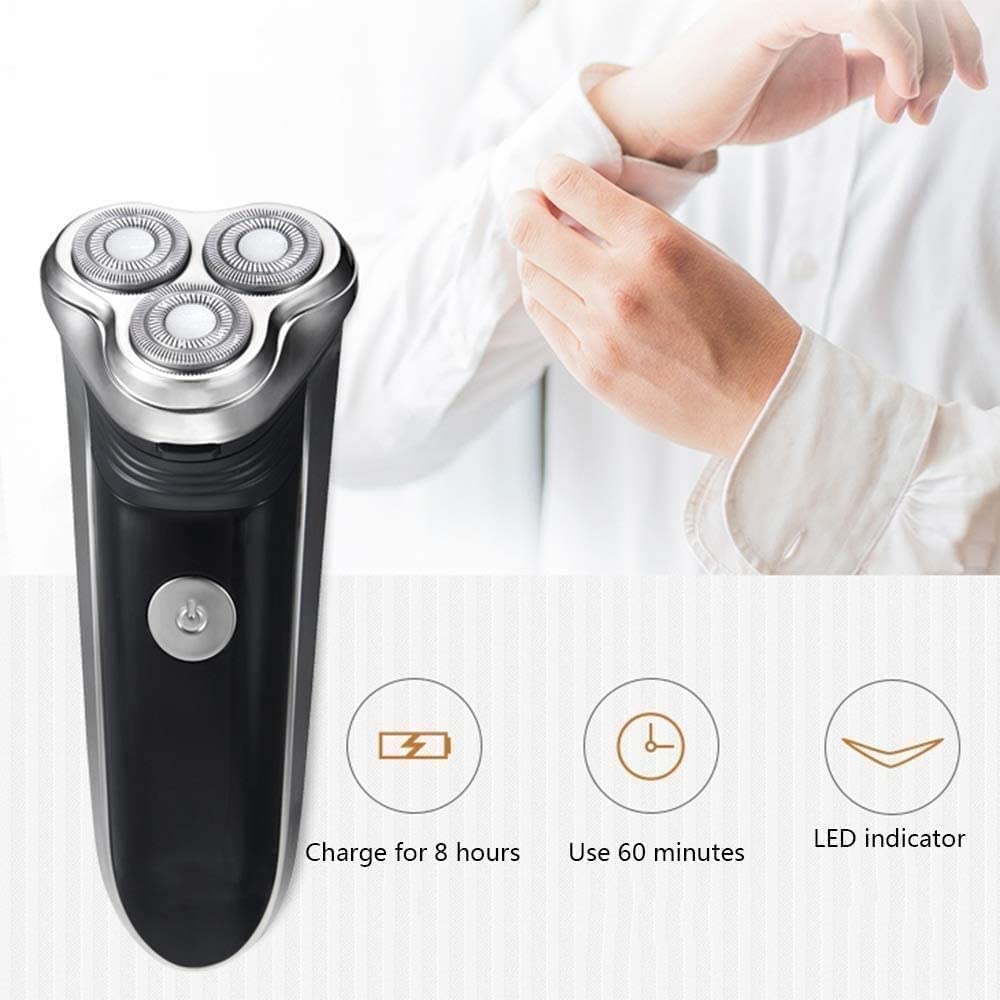 Premium Electric Shaver for Men - 3D Rotary Wet/Dry Rechargeable Shaving System with Smart Beard Trimmer | Perfect for Travel, Home & Office Use