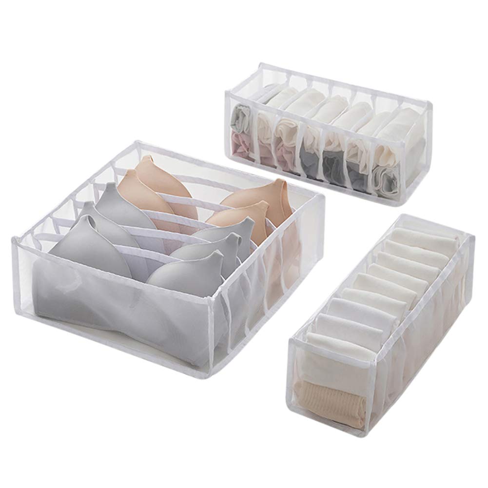 Foldable Underwear Organizer Drawer Set - 6+7+11 Grid Closet Dividers for Socks, Ties & Bras | Space-Saving Storage Solution for Dresser, Wardrobe & Bedroom Organization