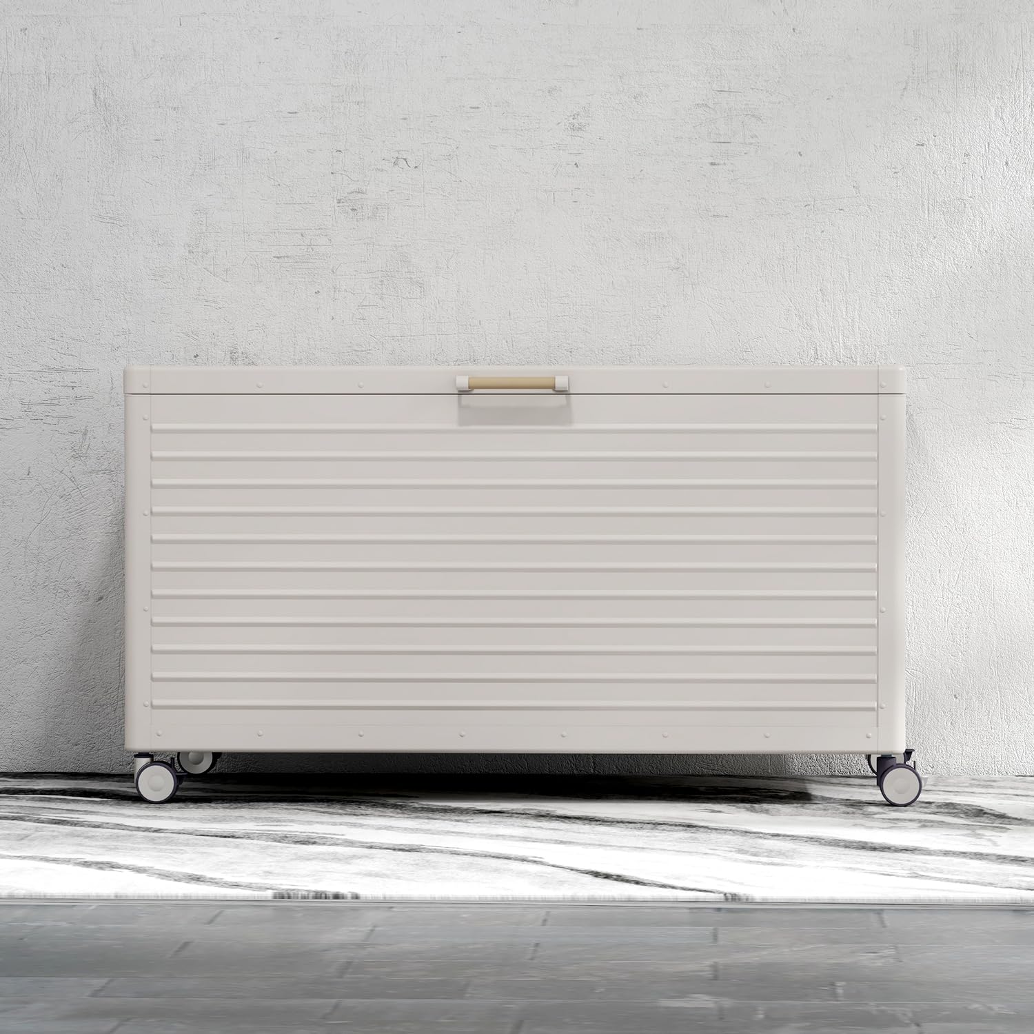 134 Gallon Large Outdoor Deck Storage Box with Wheels & Lockable Lid - Waterproof Patio Furniture Organizer for Garden Tools, Cushions, Pool Toys - Perfect for Backyard, Deck, and Poolside Storage (Latte Brown)