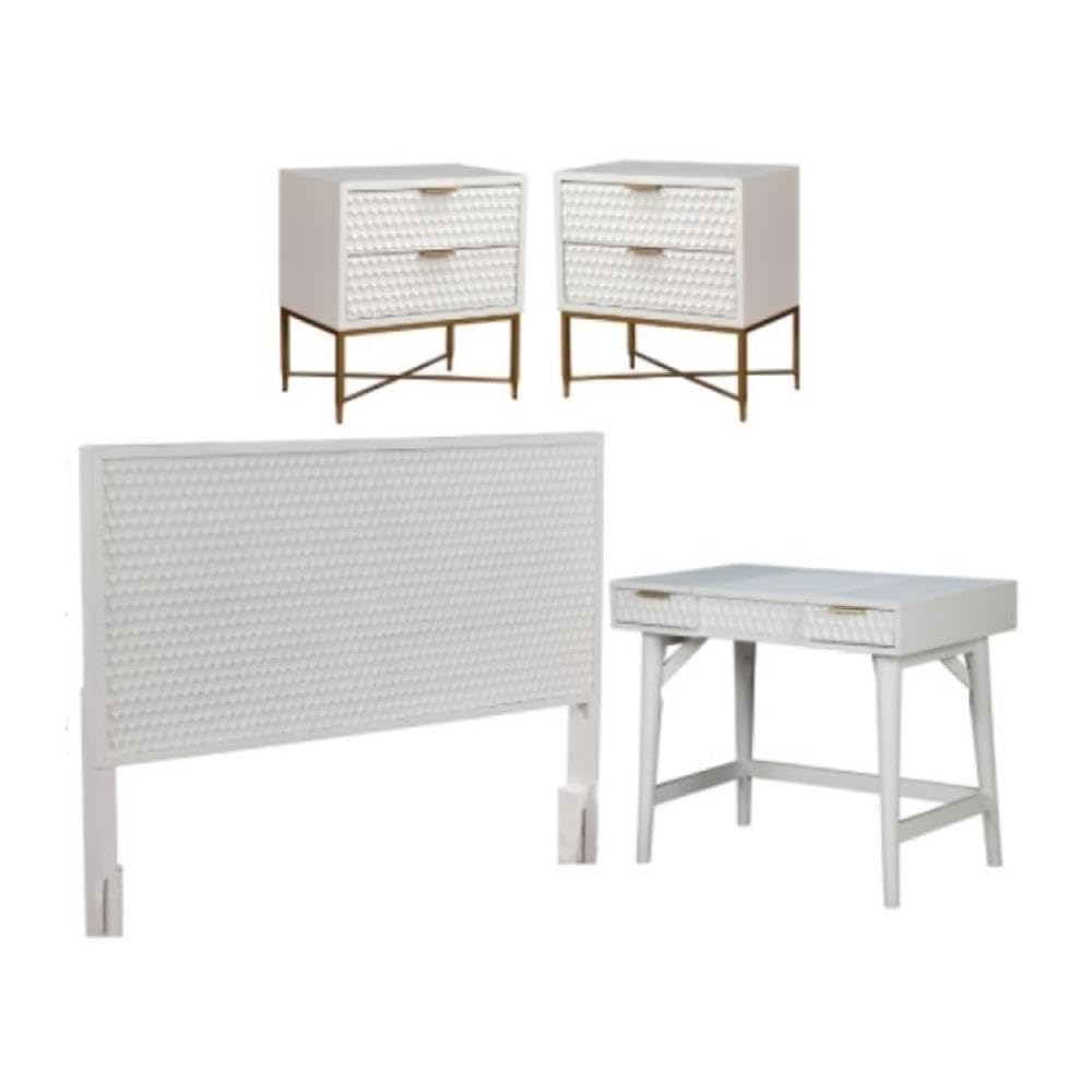 Home Square 4-Piece Bedroom Set with Nightstand & California King Headboard - Modern Vanity Dresser for Master Bedroom, Guest Room & Apartment Decor