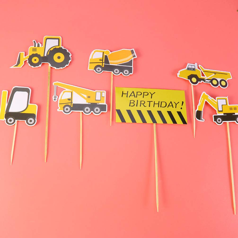 30PCS Mini Construction Vehicle Toys Set - Wooden Digger, Excavator, Tractor for Kids Birthday Cake Decorations, Party Favors & Engineering Play Scenes
