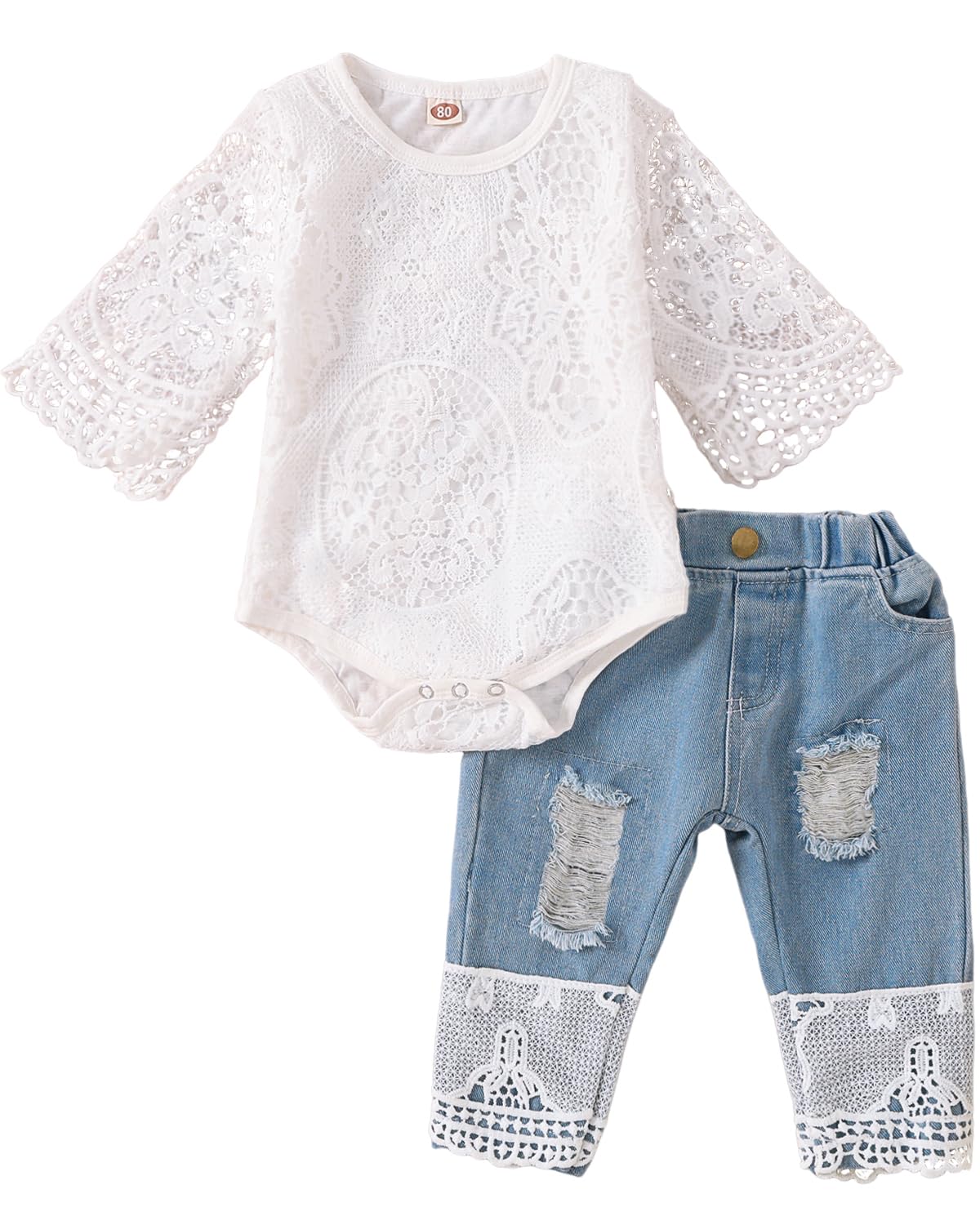 Adorable Baby Girl Clothes Set - Cute Toddler Romper & Jeans Outfit for Infants 0-24 Months | Perfect for Playdates, Photo Shoots & Family Outings
