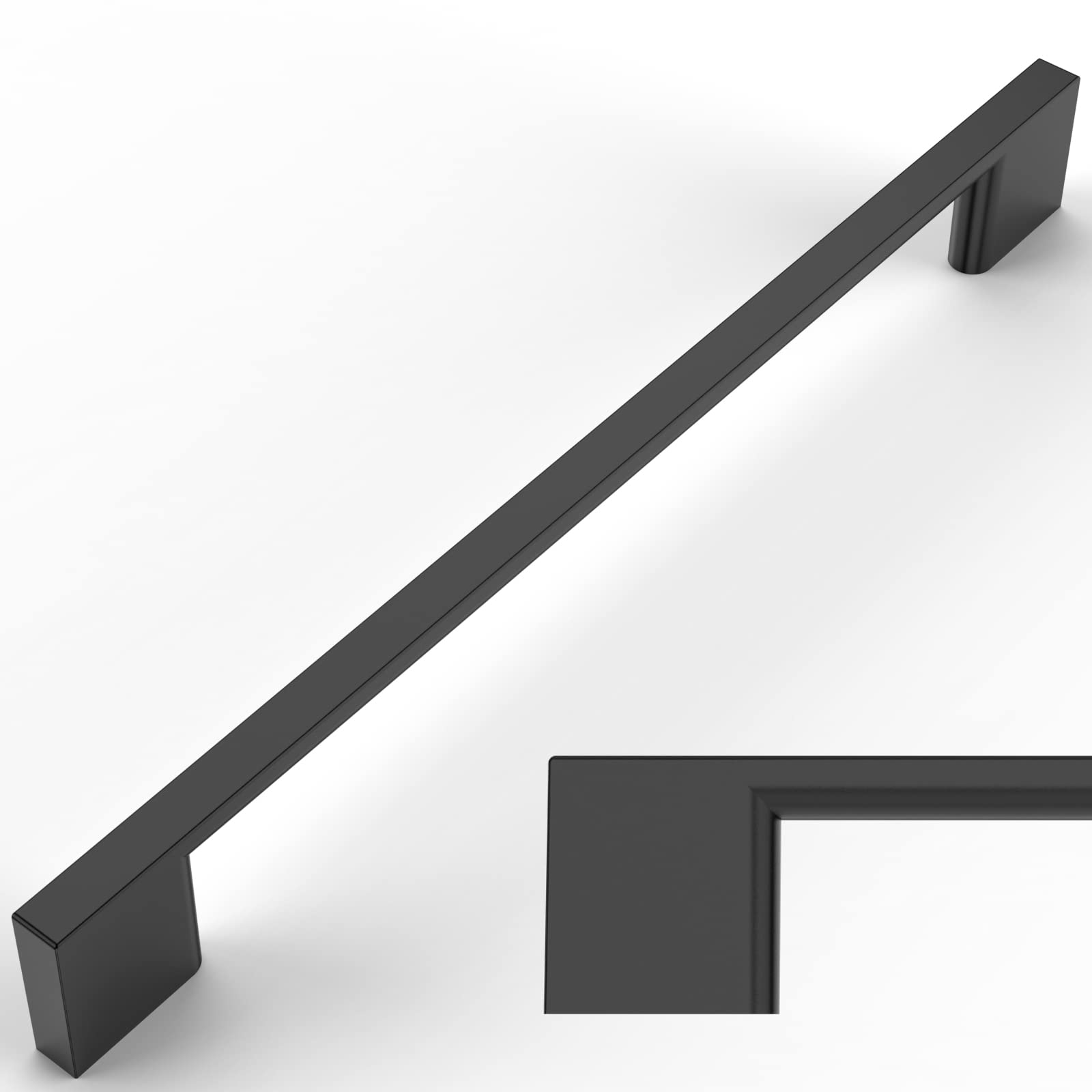 Amerdeco 10 Pack Matte Black Cabinet Pulls 7.5 Inch (192mm) Hole Centers - Modern Kitchen Cabinet Handles & Drawer Pulls for Cabinets, Cupboards, Dressers & Furniture (ZH0060) - Perfect for Home Renovation, Kitchen Remodel & DIY Projects
