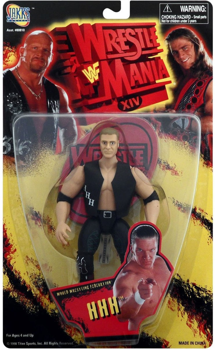 1998 WWF Jakks Pacific WrestleMania XIV Triple H Action Figure - Vintage Wrestling Collectible for Fans & Display