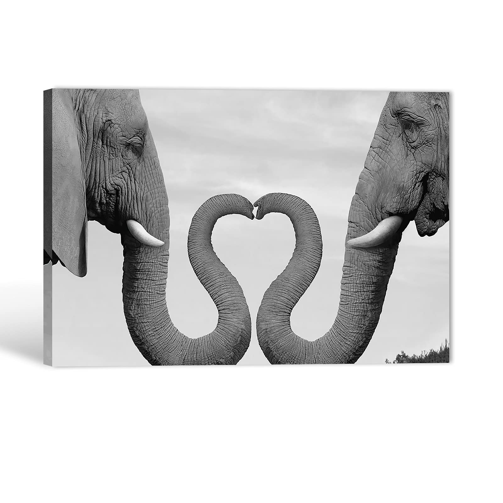 African Elephant Canvas Wall Art - 32x48 Inches Elephant Painting for Living Room & Bedroom Decor, Animal Wall Art for Home, Couples Gift, Heart Elephant Love Picture - Perfect for Housewarming, Wedding & Nursery Decor