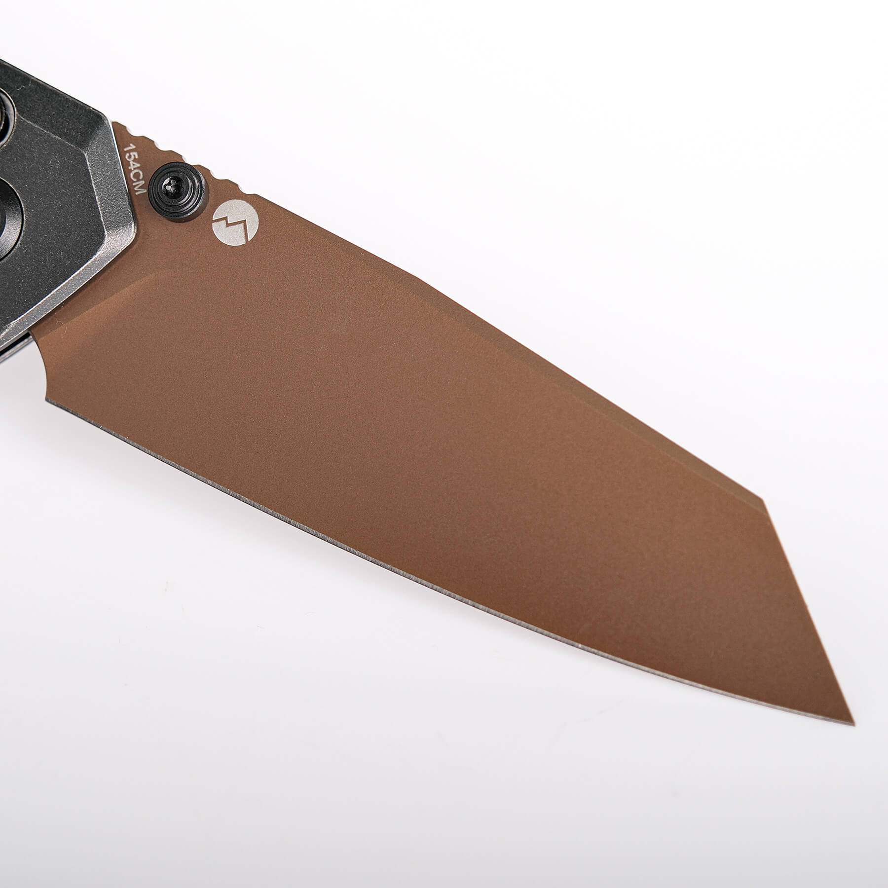 WMK Exclusive Vosteed Parallel Folding Knife - Black Titanium Handle, 154CM Steel Blade with Copper PVD Finish (Model A3507) | EDC Pocket Knife for Camping, Hiking & Outdoor Survival