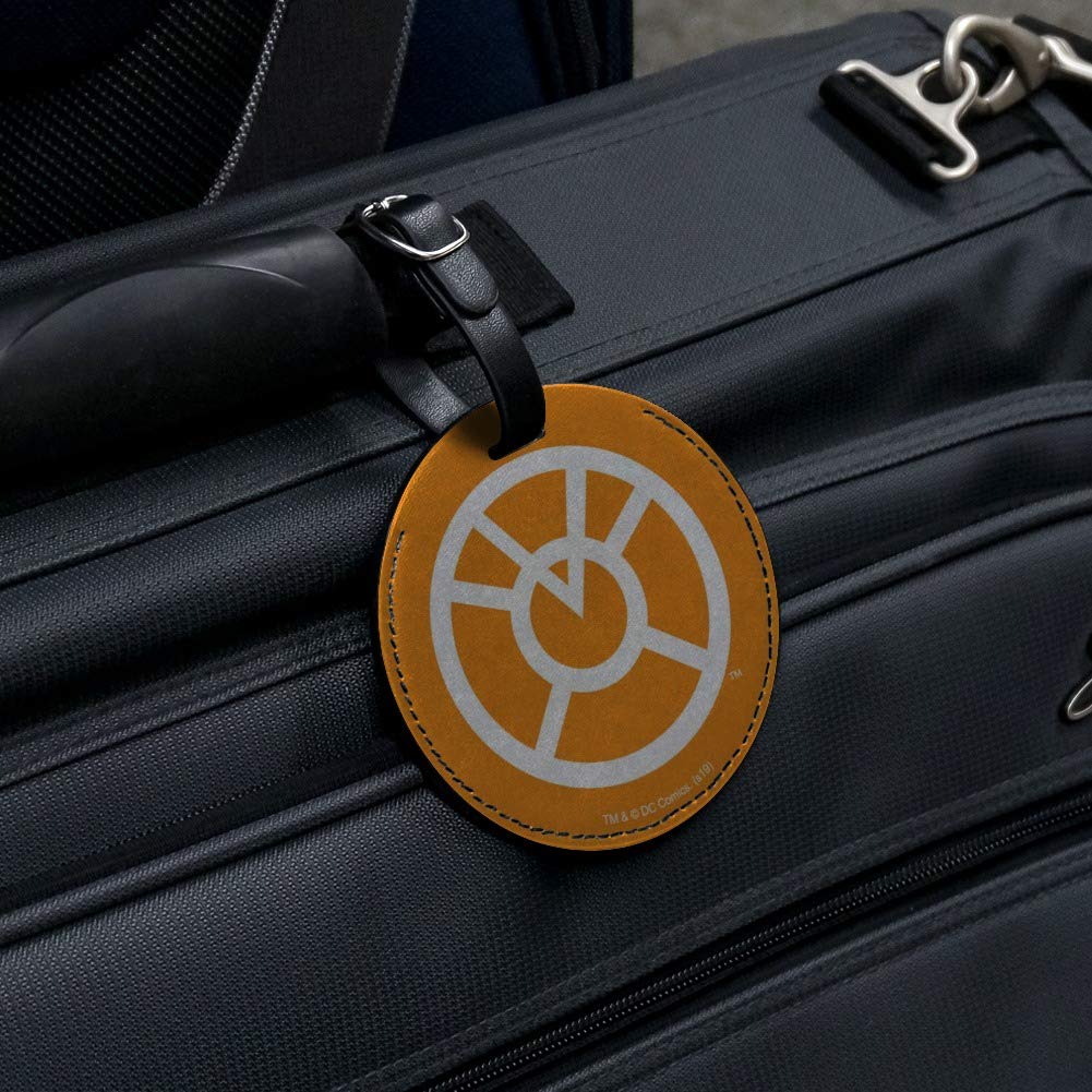 Green Lantern & Orange Lantern Logo Round Leather Luggage Tag - Durable ID Card Holder for Travel Bags, Suitcases & Backpacks - Perfect for Comic Conventions, Superhero Fans & Cosplay Events