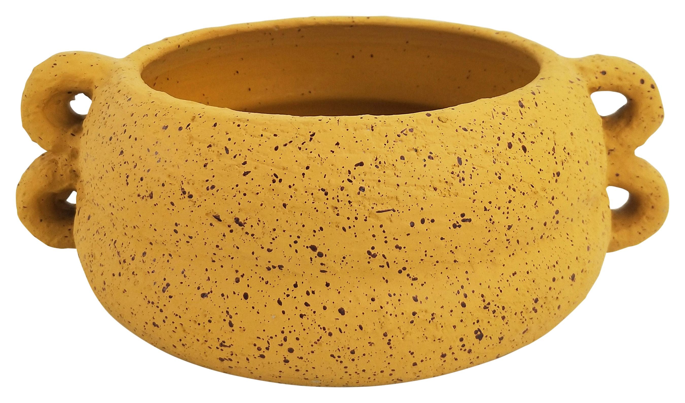Dayze Round Planter Pot - Mustard Yellow Ceramic Flower Pot for Indoor Plants, Succulents & Home Decor | Perfect for Living Room, Office & Garden Decorations