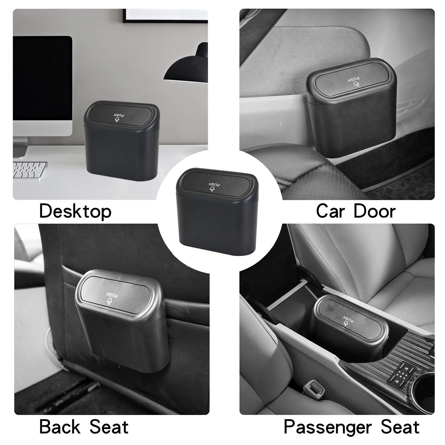 Portable Hanging Mini Car Trash Can with Lid - Waterproof Odorless Wastebasket for Car, Office & Home - Small Plastic Desktop Garbage Bin (Red, 1 Pack) | Ideal for Road Trips, Commuting & Workspace Organization