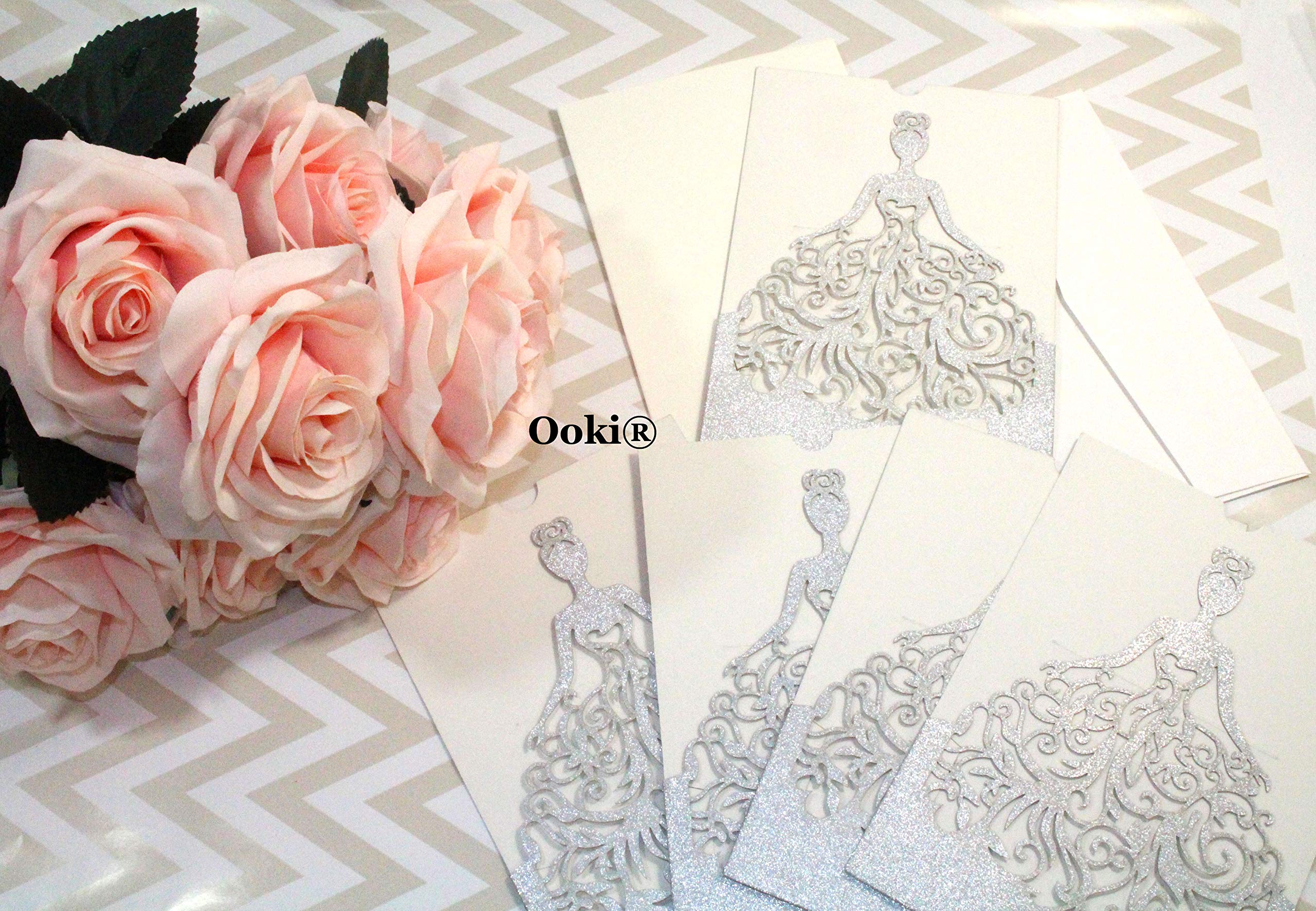 Elegant Laser Cut Glitter Princess Invitation Cards for Wedding, Quinceañera, Sweet 16, Bridal Shower & Party Events - Gold & Silver Options - Perfect for Celebrations & Special Announcements