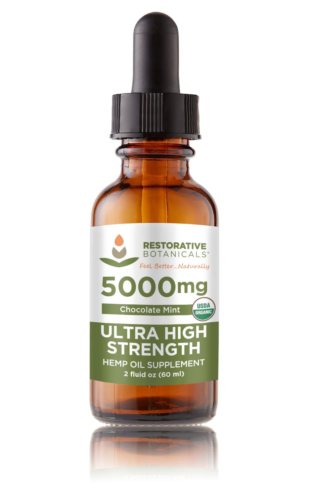 Premium 5000mg Ultra Strength Hemp Oil Drops - Chocolate Mint Flavor (2oz, 120 Servings) for Stress Relief, Sleep Support & Mind Wellness | Natural Restorative Botanicals Supplement for Daily Relaxation & Self-Care Routine