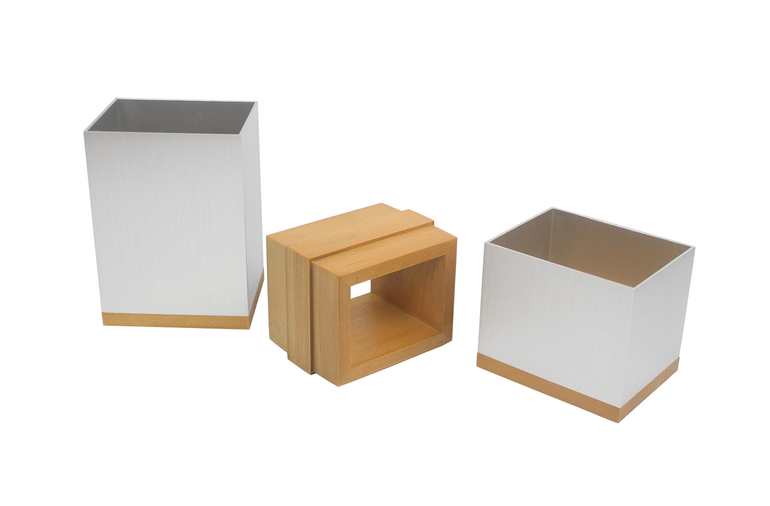FixtureDisplays® Wood & Aluminum Riser Stand - 3-Tier Display Pedestal for Centerpieces, Flower Vases, and Decor (21417-5+3-2D) - Perfect for Weddings, Home Decor, and Retail Displays