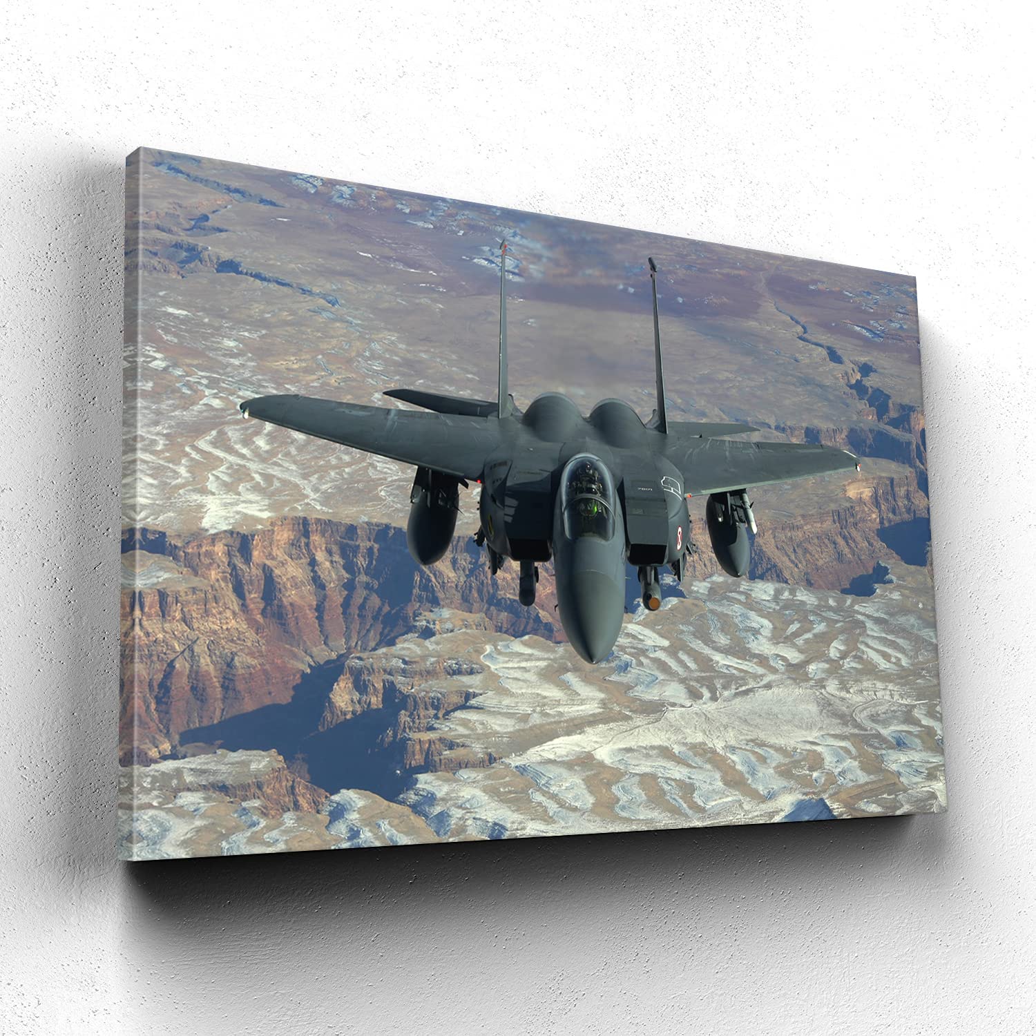 F-15 Fighter Jet Canvas Wall Art - Military Aviation Poster, Air Force Decor, Framed Aircraft Print for Home & Office (28