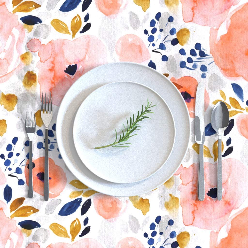 Custom Floral Watercolor Tablecloth - 70