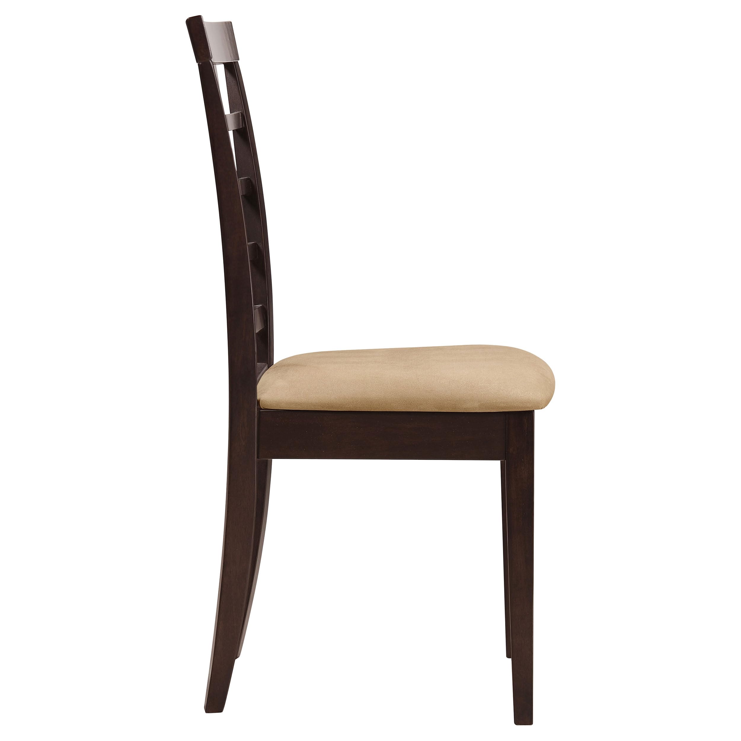 Coaster Home Furnishings Kelso 2-Piece Armless Dining Chairs Set - Wood Frame & Fabric Upholstery with Grid Backrest - Cappuccino Finish - Perfect for Kitchen, Dining Room, Breakfast Nook & Small Spaces
