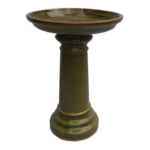 Smart Solar 207104-SG 17x24 Inch Sierra Garden Aviatra Ceramic Bird Bath - Solar Powered Outdoor Decoration for Garden, Patio & Backyard Bird Watching