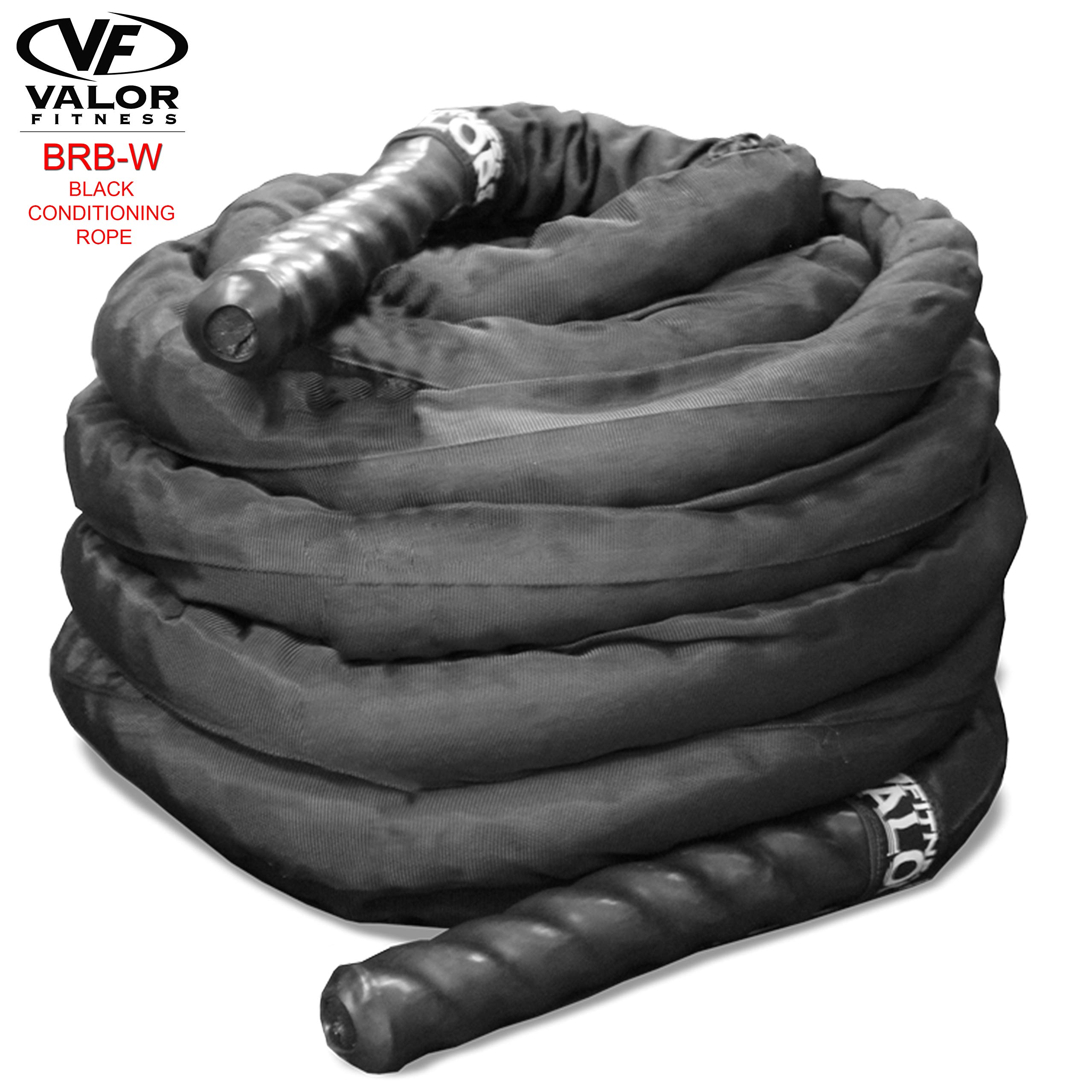 Valor Fitness 40-Foot Battle Ropes - Heavy Duty Braided Nylon Exercise Rope with Protective Sleeve for CrossFit, HIIT & Strength Training - Perfect for Home Gym, Outdoor Workouts & Fitness Classes