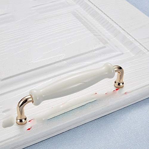 Bright Chrome Cabinet Handles - Modern Ceramic & Zinc Alloy Drawer Knobs for Wardrobe, Furniture & Cabinets (96mm/128mm) - Perfect for Kitchen, Bathroom & Bedroom Renovations (Blue)