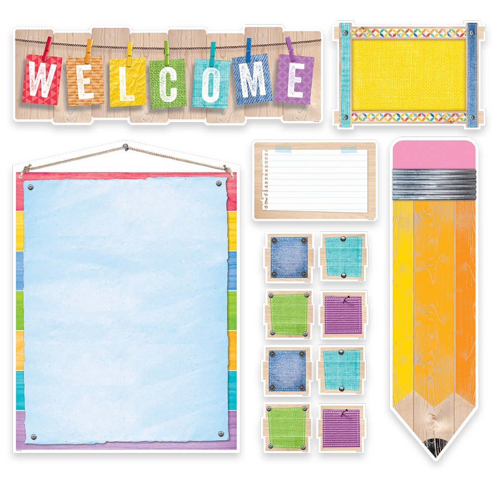 Creative Teaching Press Upcycle Style Welcome Bulletin Board Set (7054) - Perfect for Classroom Decor, Back to School, and DIY Projects