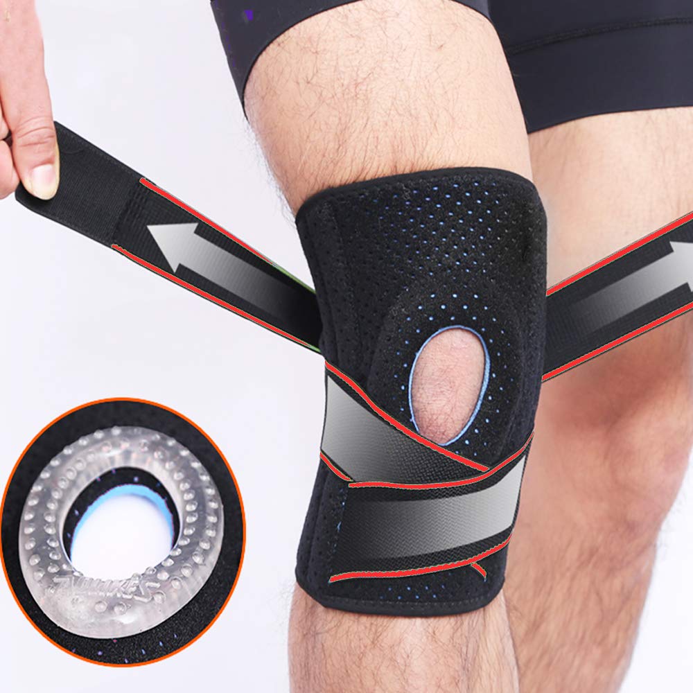 Anti-Slip Compression Knee Brace with Elastic Strap - Neoprene Support for Running, Basketball & Workout - Relieve Pain & Improve Performance