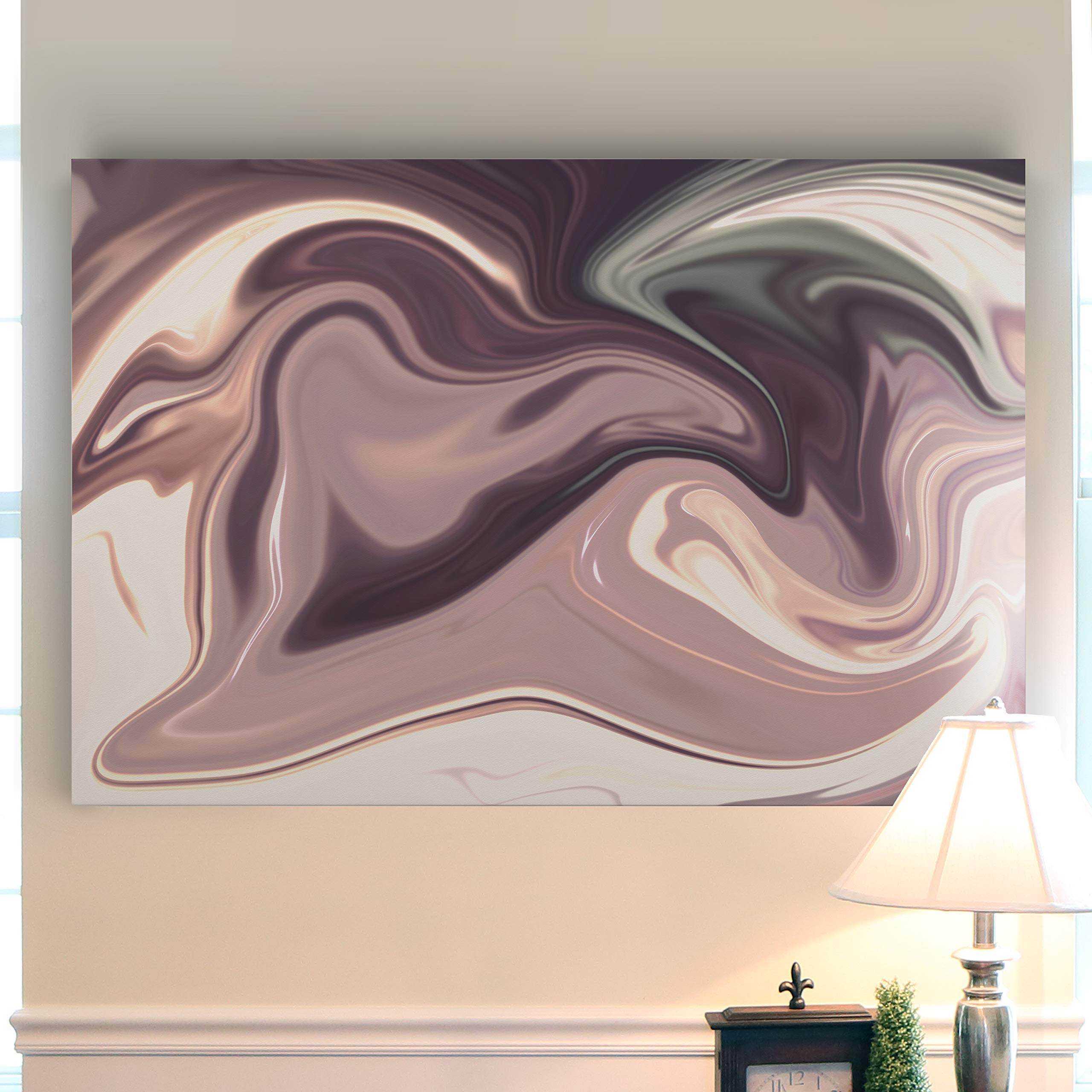 Mint Chocolate Marble Pattern Gallery Wrapped Canvas Wall Art - Modern Abstract Painting for Living Room, Bedroom & Office Decor