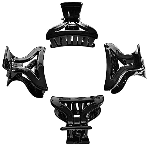 Trendy Black Plastic Hair Clutch for Women - Medium Size Hair Claw Clip (Pack of 5) | Perfect for Ponytails, Buns & Everyday Hairstyles