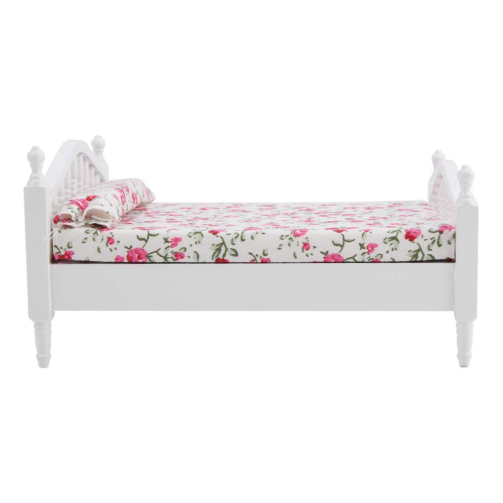 Keenso 1:12 Dollhouse Mini Bed - Double Bed for Dollhouse Accessories & Furniture - Perfect for Dollhouse Decor