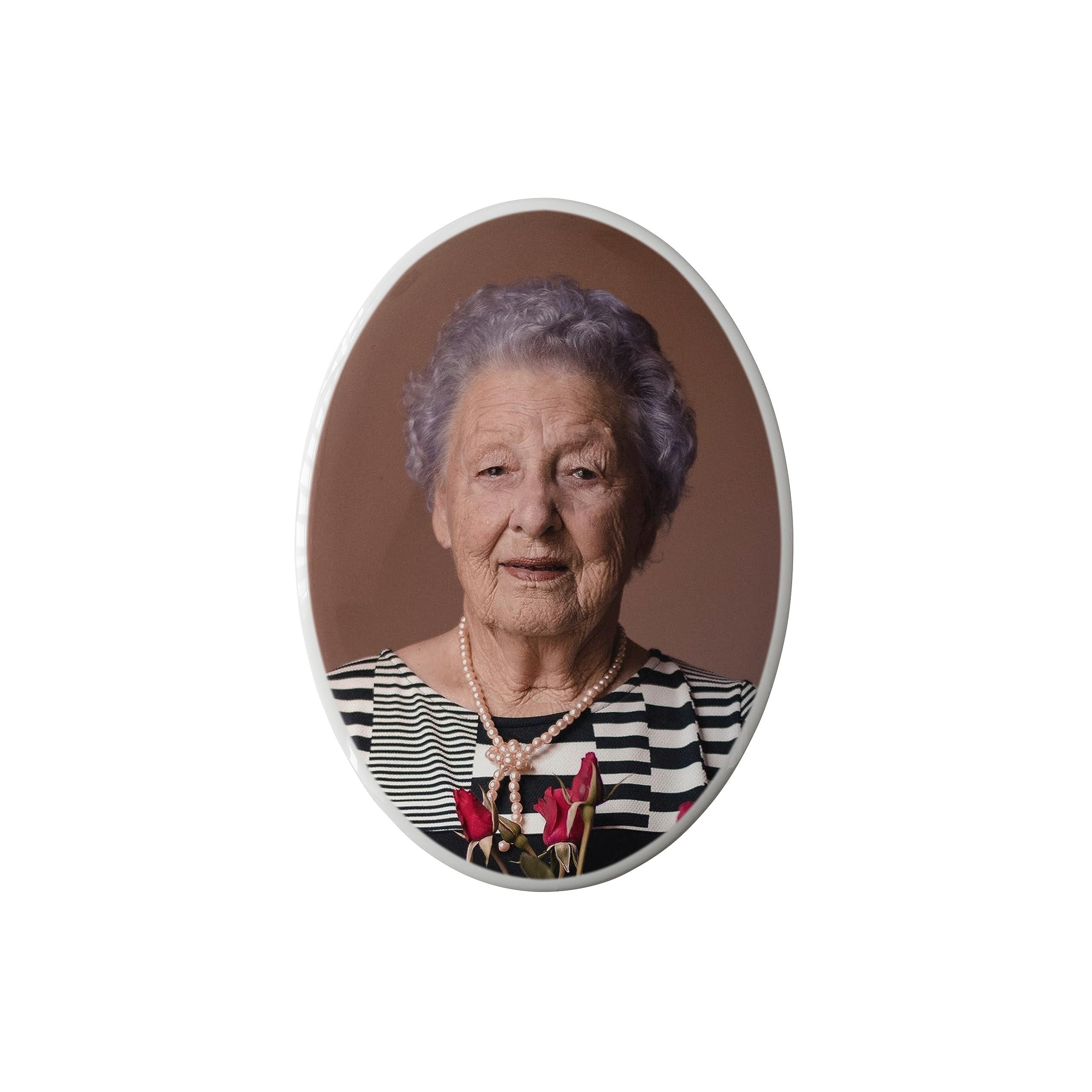Personalized Ceramic Porcelain Oval Plaque for Headstones - Memorial Photo Plaque (5.12
