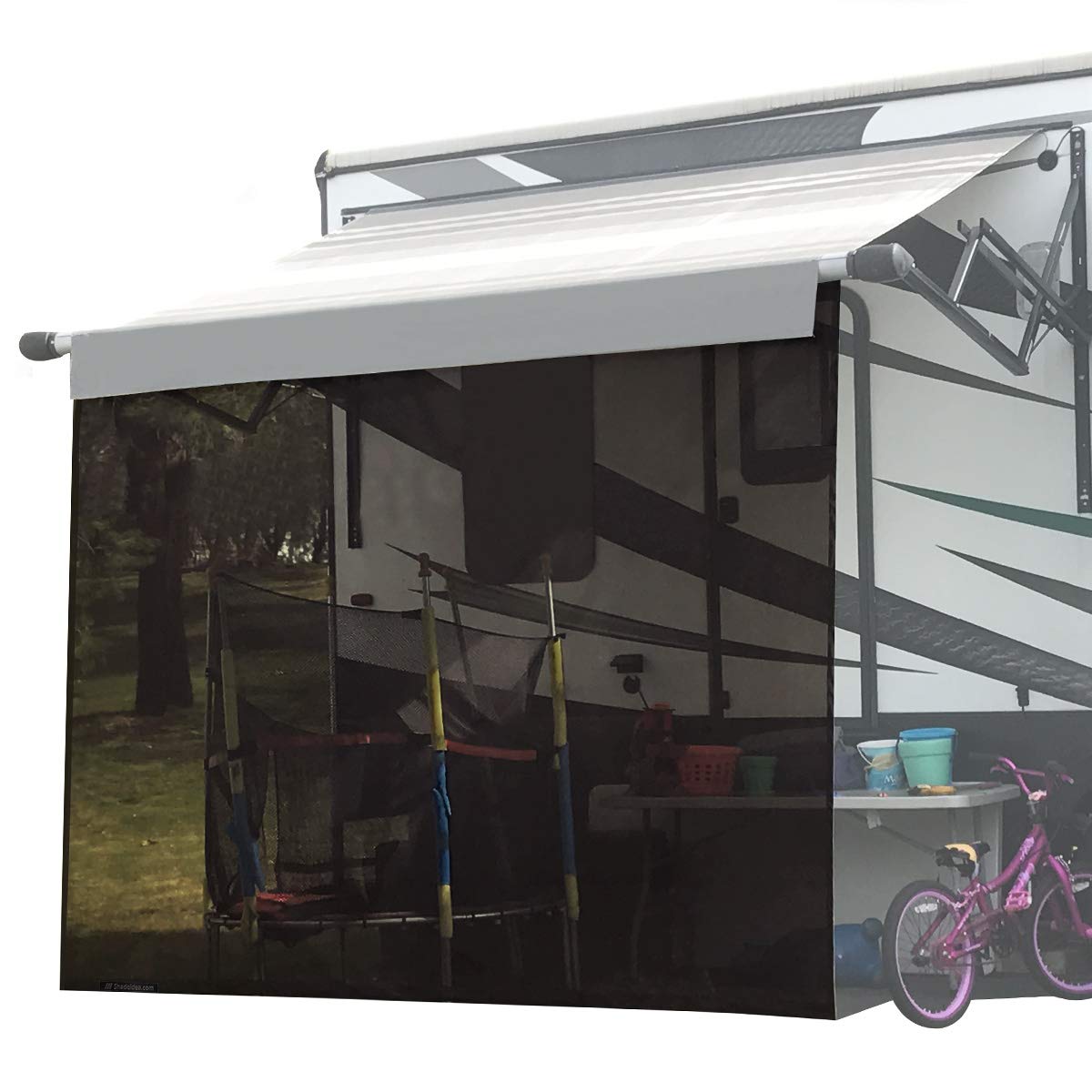 RV Sun Shade Screen for Awning - 9' X 10' 5'' Brown Mesh Sunshade for Motorhome & Camping Trailer - UV Blocking Canopy with 3 Year Warranty by Shadeidea | Perfect for Outdoor Camping, Picnics, and RV Travel