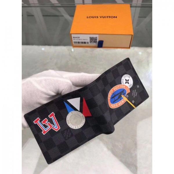 LV League Damier Graphite Canvas Multiple Wallet for Men - Slim RFID Blocking Credit Card Holder with 8 Card Slots - Perfect for Travel, Business & Everyday Use