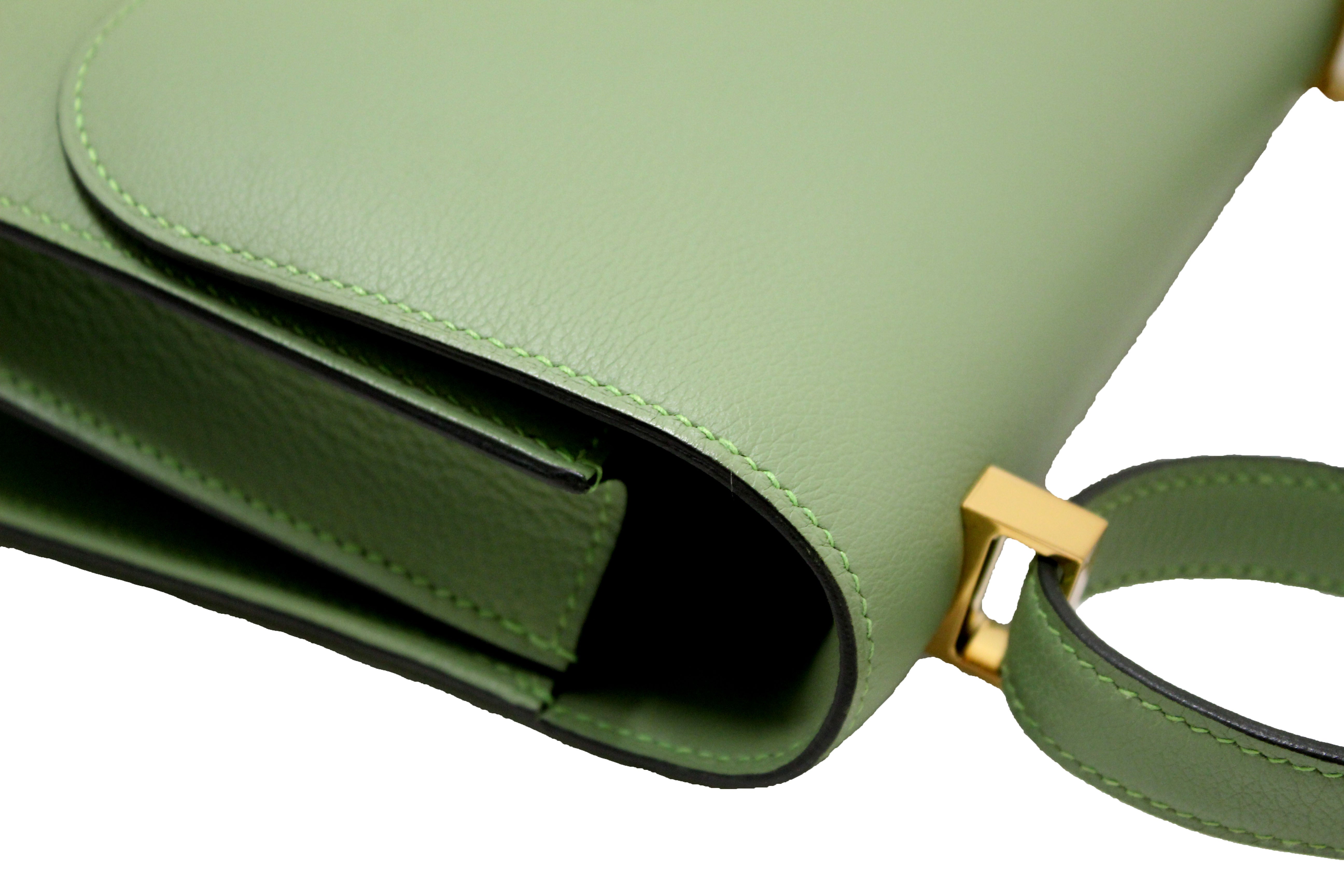 Authentic Hermes Green Vert Criquet Evercolor Leather Constance 24 Shoulder Bag - Luxury Designer Handbag for Women, Perfect for Parties, Weddings & Everyday Elegance