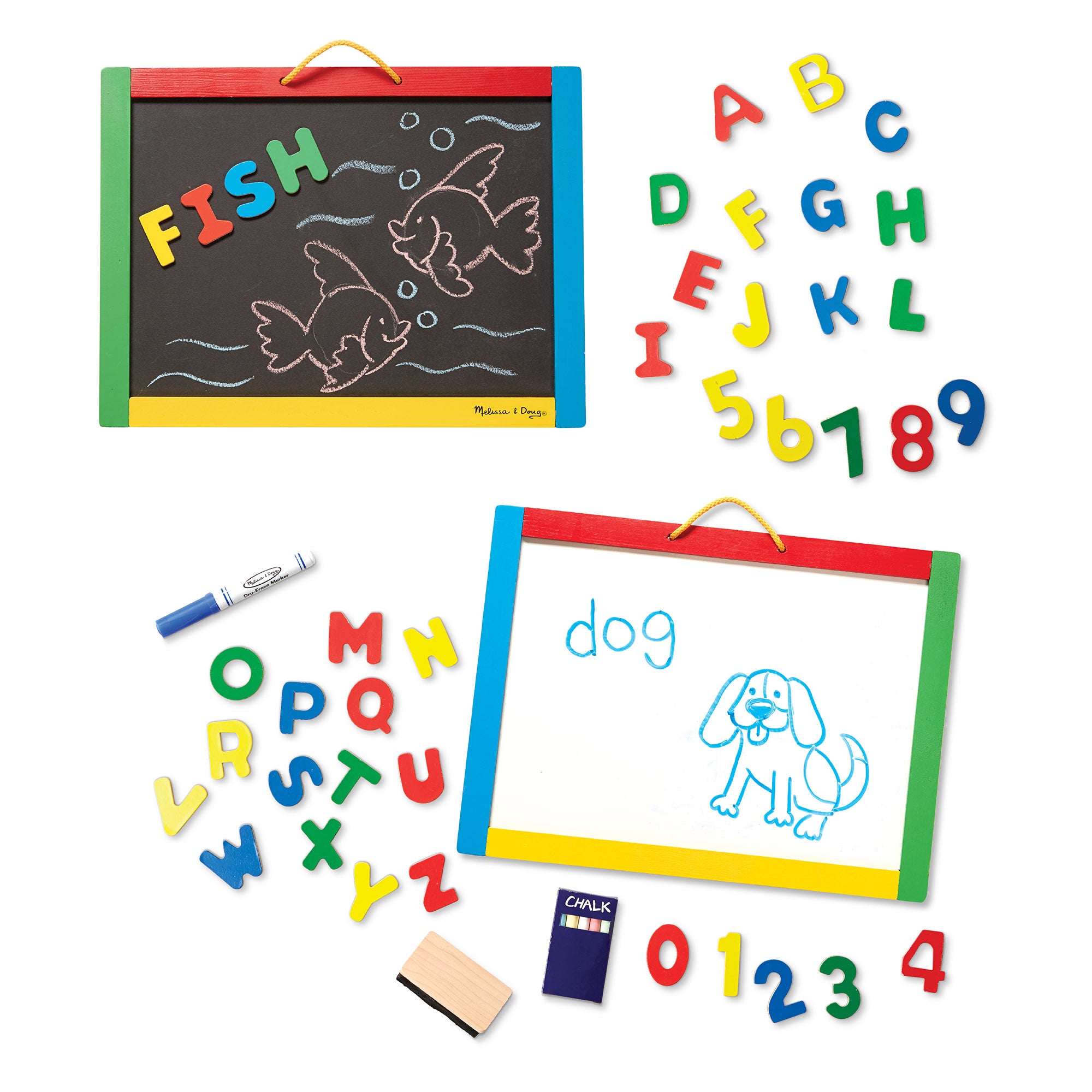 Magnetic Chalkboard & Dry Erase Board with Uppercase Letters - Perfect for Kids Learning, Home Office, Classroom & Kitchen Organization