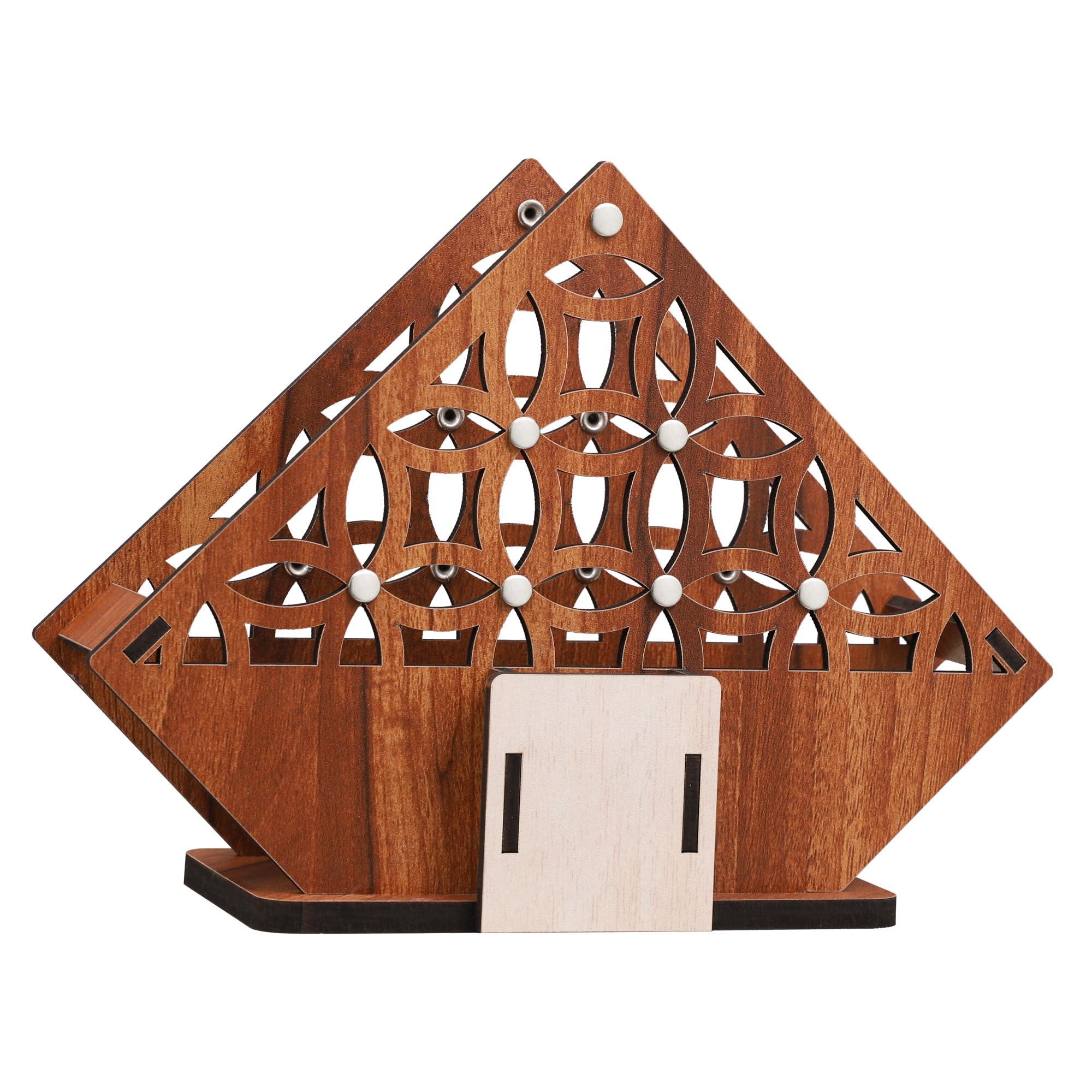 Modern Wooden Tissue Paper Holder with Steel Rivets - Stylish Home & Kitchen Decor for Dining Table, Restaurant, Cafe | Includes Tissue Paper Pack (Perfect for Living Room, Office, Bathroom)