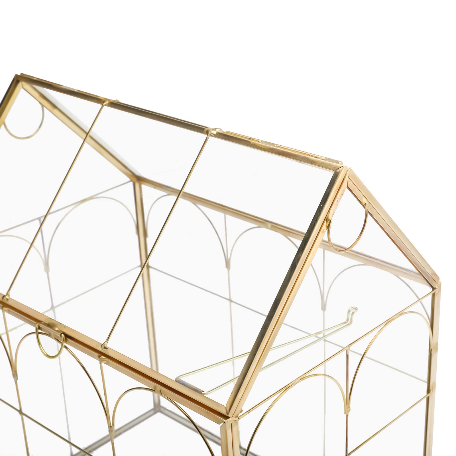 HighFree Geometric Glass Terrarium with Lid - 10.6 x 6.1 x 8.7 Inch Gold Succulent Planter for Cacti, Air Plants & Snails - Modern Tabletop Mini Garden for Home, Office Decor & Gift Ideas