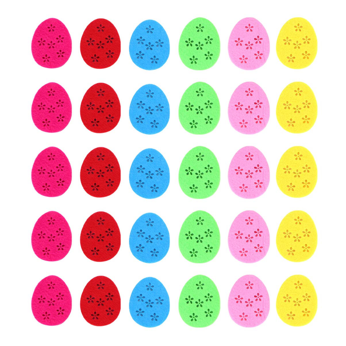 Amosfun 30Pcs Easter Egg Stickers - Self Adhesive Nonwoven Patches for DIY Easter Crafts, Kindergarten Nursery Decor, Wall Decals & Party Supplies (Mixed Colors) - Perfect for Easter Celebrations, Classroom Activities & Home Decorations