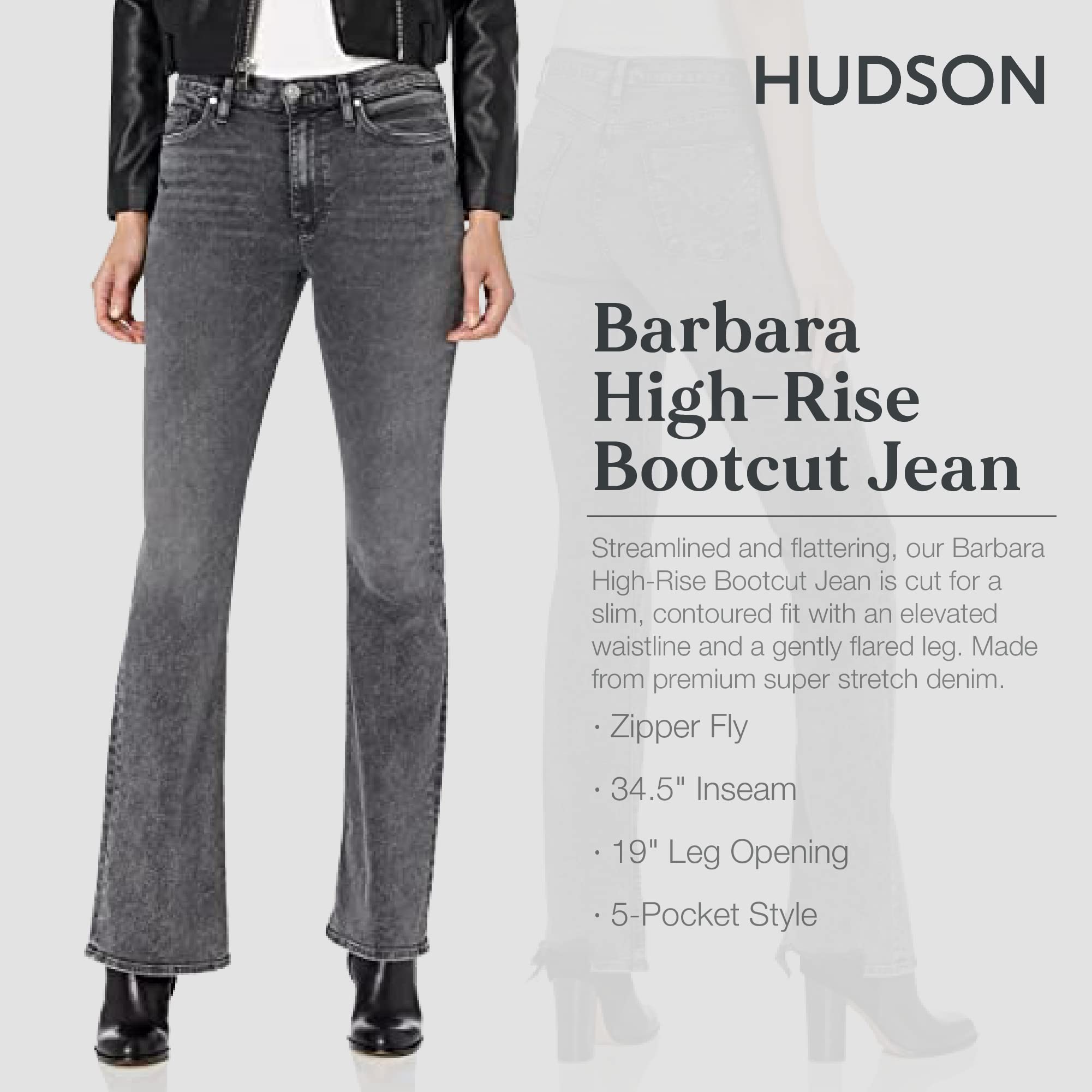HUDSON Women's Barbara High-Rise Boot-Cut Jeans - Stretchy Denim Pants for Casual Wear & Everyday Outfits