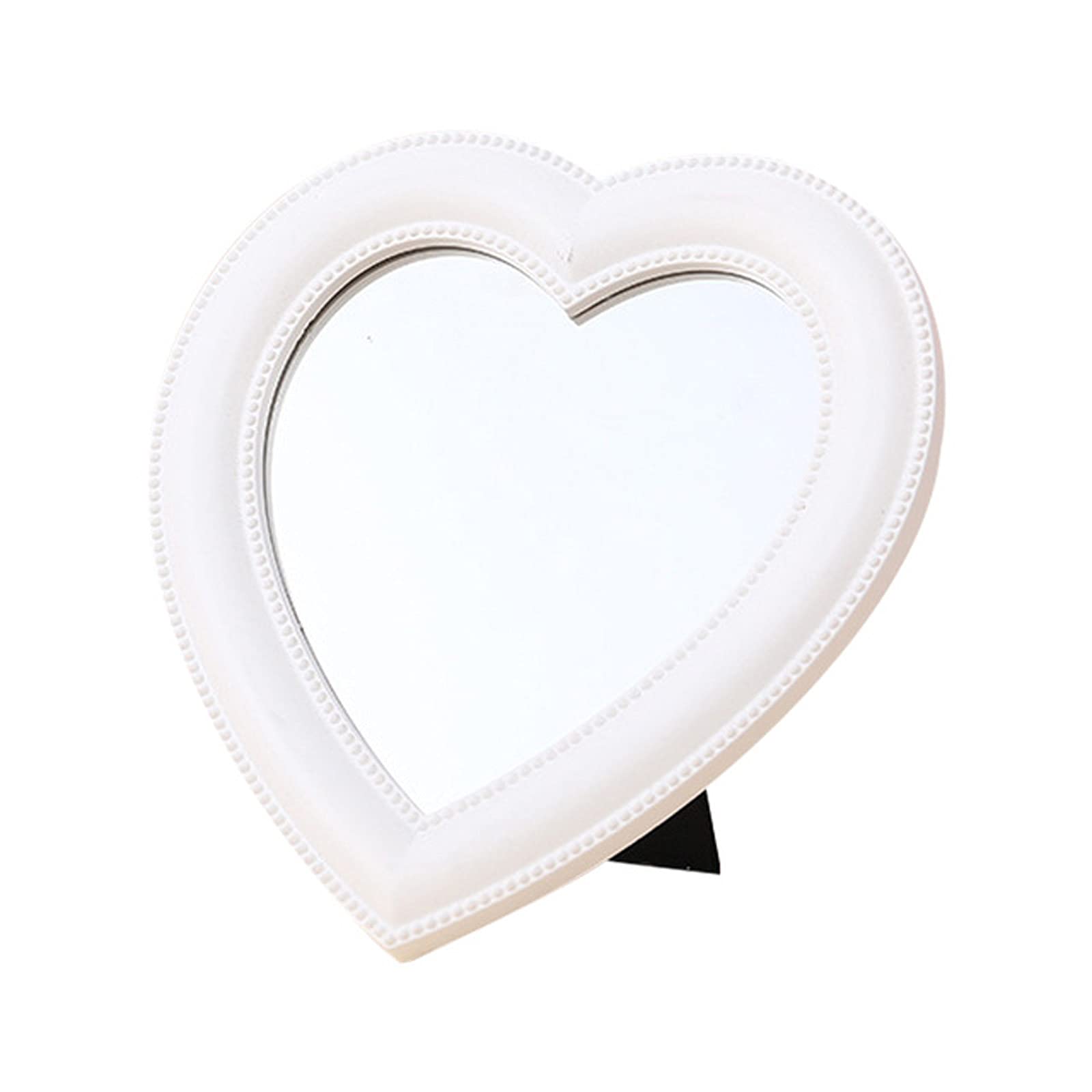 BinaryABC Heart Shaped Makeup Mirror - Vanity Mirror with LED Lights, Wall Mount or Desktop Cosmetic Mirror for Bedroom, Bathroom, Dressing Room (White) - Perfect for Makeup Application, Skincare Routine & Home Decor