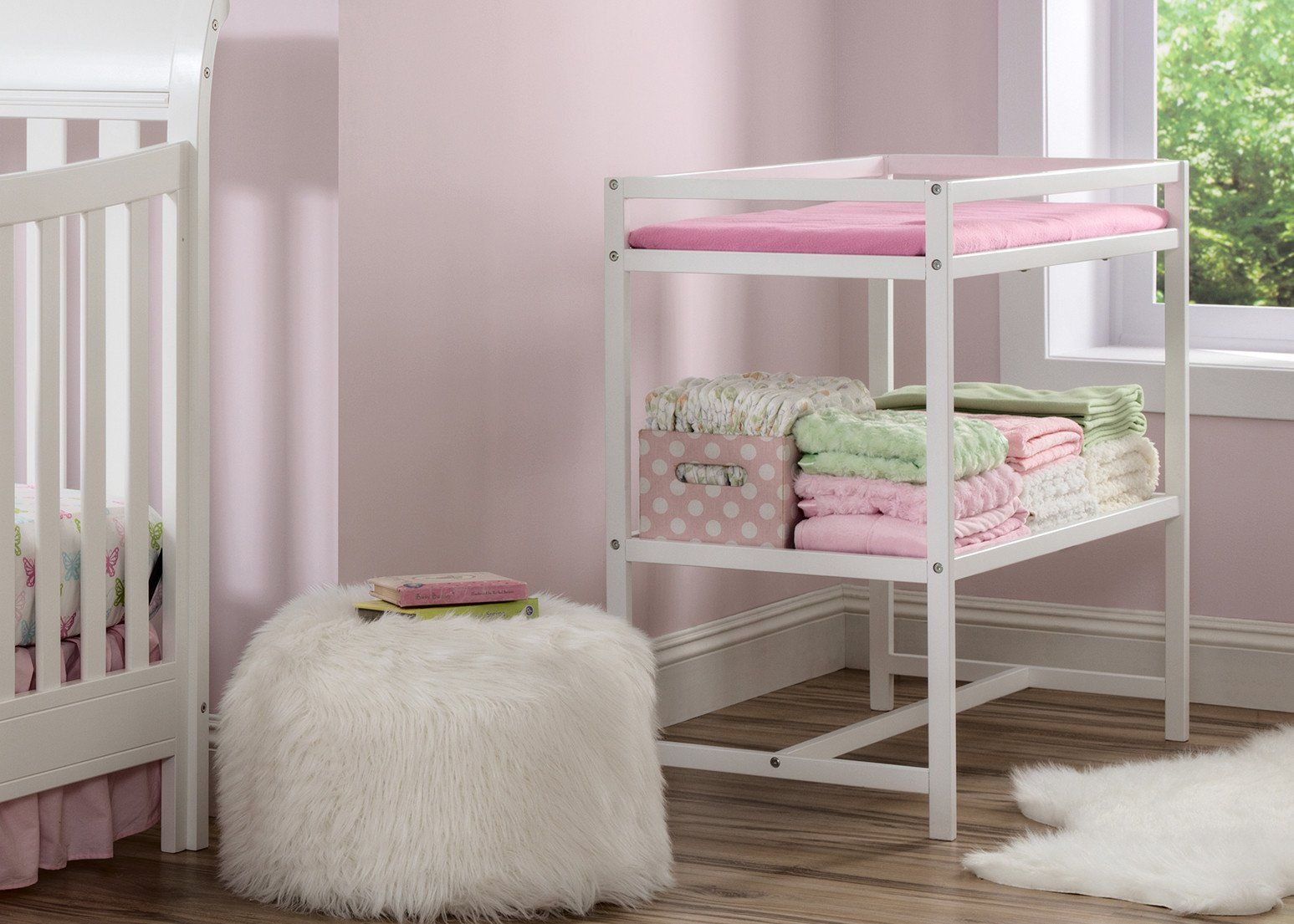Baby Changing Table with Safety Straps & Storage - Sturdy Wooden Nursery Dresser for Diaper Changing - Perfect for Newborns, Toddlers & Daycare Use