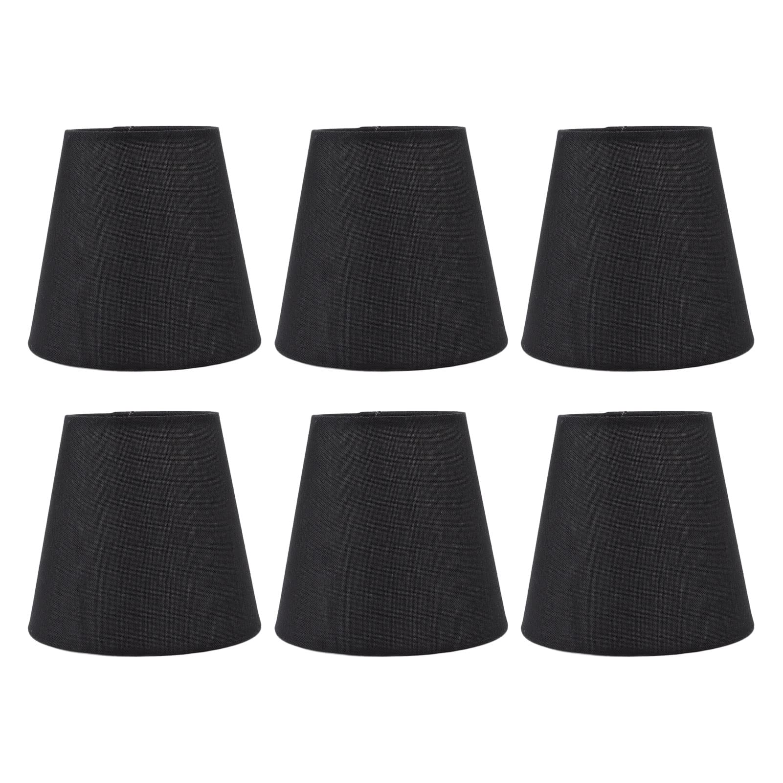 DAUERHAFT 6Pcs Black Cylindrical Lamp Shades - Bell & Drum Style Replacement Lampshades for E14 Bulbs, Multipurpose Table Lamp Shades for Living Room, Bedroom & Office Decor