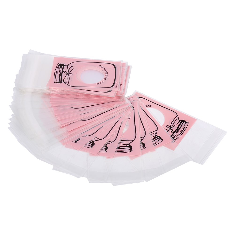 Fdit 100-Pack 4-Color Plastic Treat Bags for Chocolate, Candy, Cookies & Biscuits - Pink Gift Packaging Bags for Parties, Baby Showers & Holiday Favors